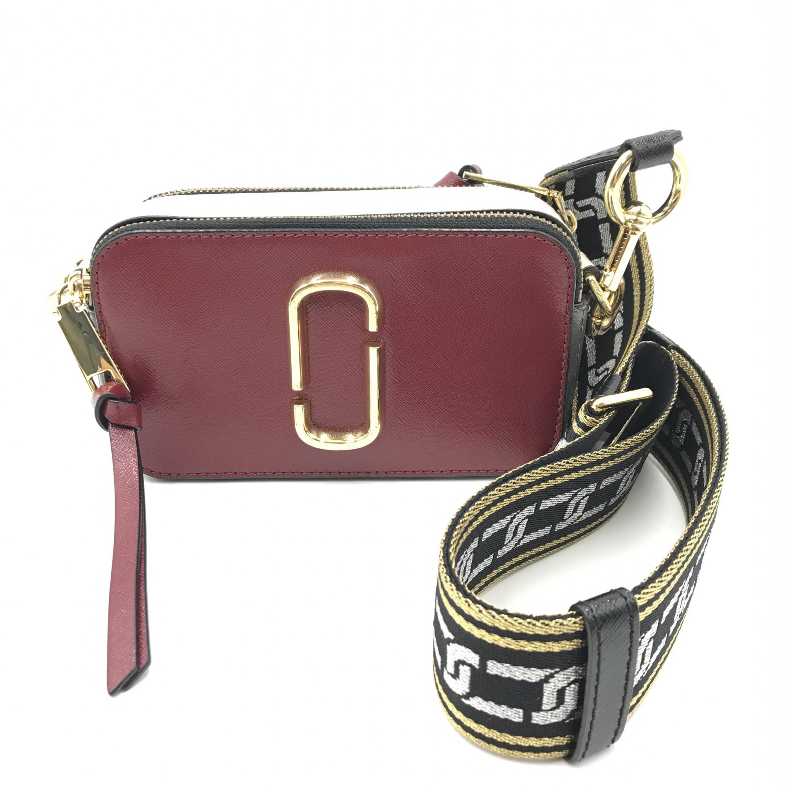 Marc Jacobs The Snapshot Camera Bag Black/Burgundy/White/Gold in