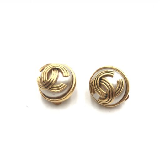 Chanel - Faux Pearl Signature Clip-On Earrings