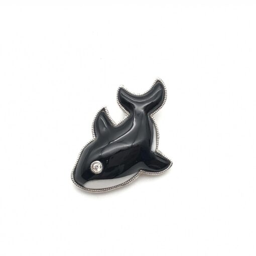 No brand - Orca motif 1P diamond pendant, 18K White Gold