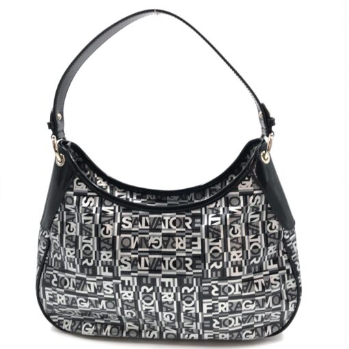 Salvatore Ferragamo - Black hobo bag with logo pattern