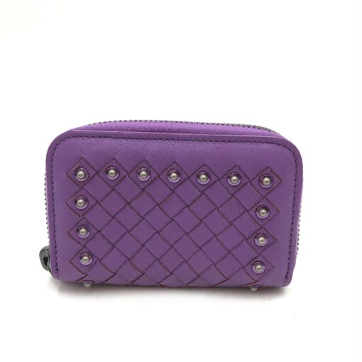 Bottega Veneta - Purple studded zip-around coin purse