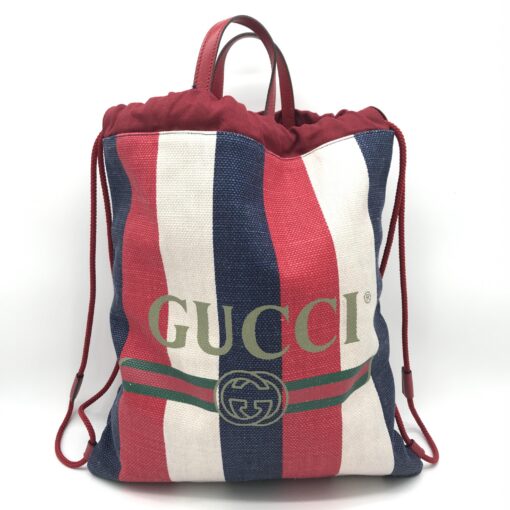 Gucci - Sylvie Stripe Canvas Drawstring Backpack