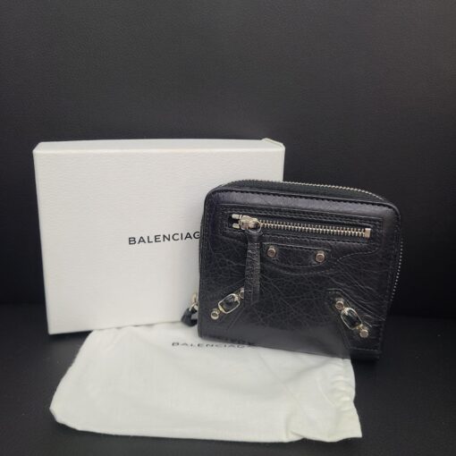 Balenciaga - Black Leather Compact Zip Wallet