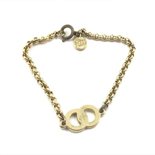 Celine - Gold Plated Chain Bracelet With Logo Charm