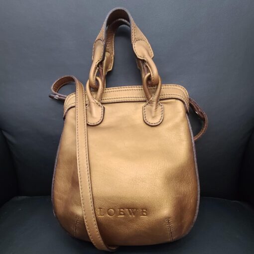 Loewe - Gold Leather 2-Way Handbag