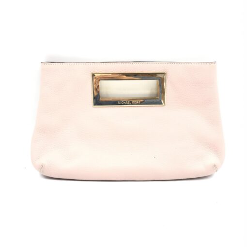 Michael Kors - Pink leather clutch with gold accents