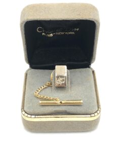 Christian Dior - Gold Tone Tie Tac With Chain