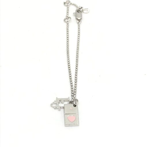 Christian Dior - Silver tone Pendant Necklace With Heart Detail