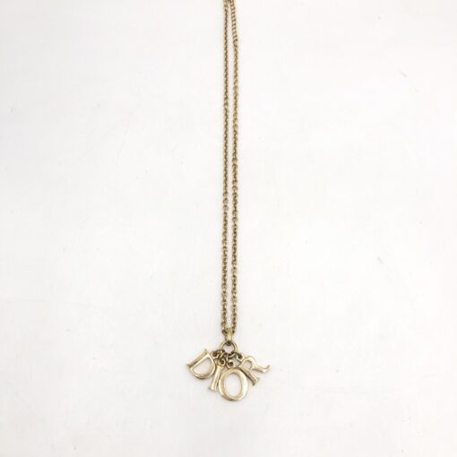 Christian Dior - Vintage Gold Plated Logo Charm Necklace