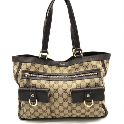 Gucci - GG Canvas Abbey Pocket Tote Brown