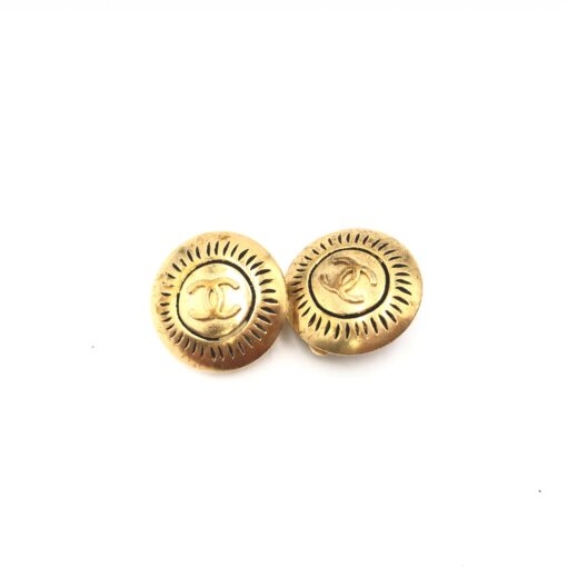 Chanel - Coco mark gold clip-on logo earrings