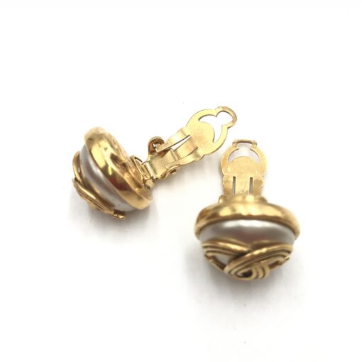 Chanel - Faux Pearl Signature Clip-On Earrings - Image 10