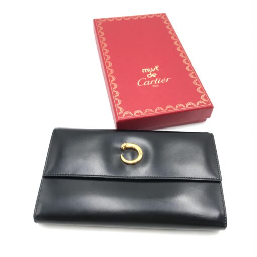 Cartier - Black leather wallet with gold clasp - Image 10