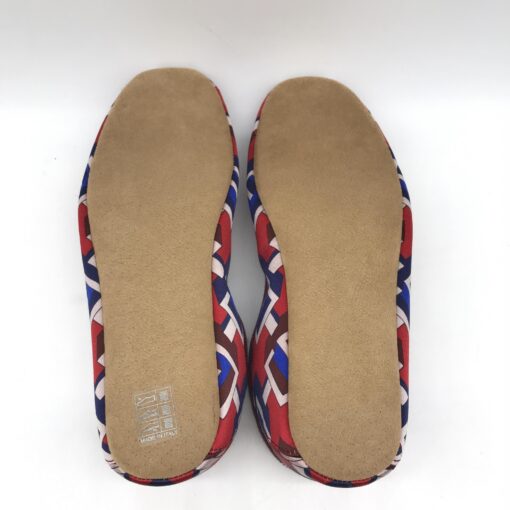 Gucci - Voyage Eco Satin Red Blue Geometric Slippers Shoes - Image 10