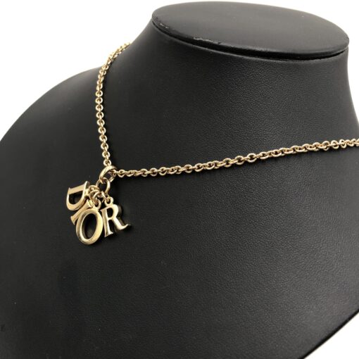 Christian Dior - Vintage Gold Plated Logo Charm Necklace - Image 10