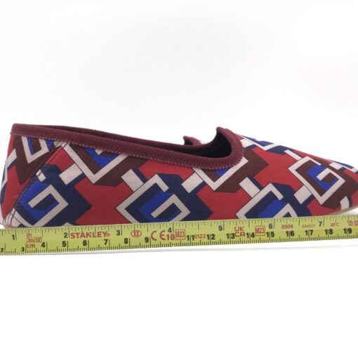 Gucci - Voyage Eco Satin Red Blue Geometric Slippers Shoes - Image 11