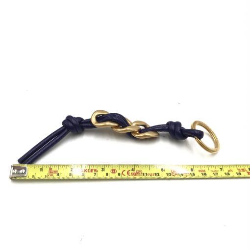 Bottega Veneta - Navy Lambskin Keychain With Gold Accents - Image 11