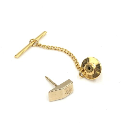 Christian Dior - Gold Tone Tie Tac With Chain - Image 11