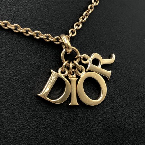 Christian Dior - Vintage Gold Plated Logo Charm Necklace - Image 11