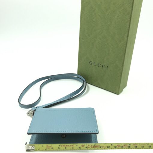 Gucci - Light blue leather pass case with strap - Image 11