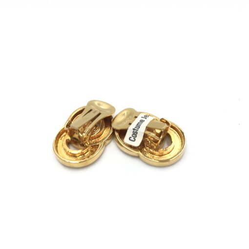 Celine - Gold tone double round motif earrings - Image 2