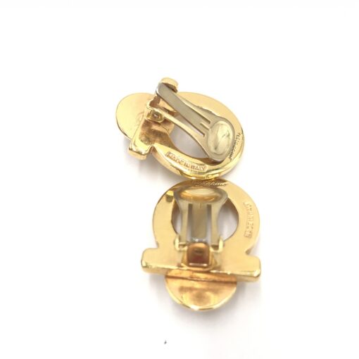 Salvatore Ferragamo - Gold plated Gancini faux pearl clip ons Earrings - Image 2
