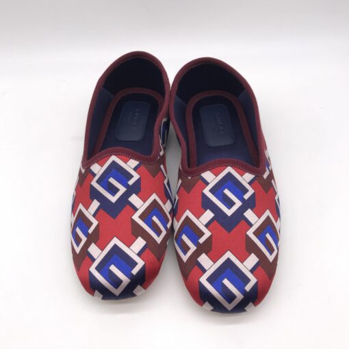 Gucci - Voyage Eco Satin Red Blue Geometric Slippers Shoes - Image 2