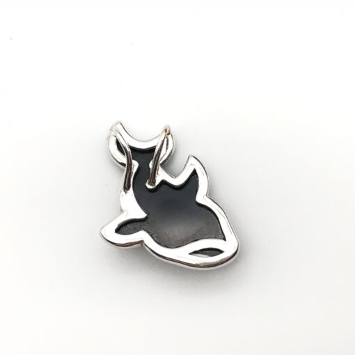 No brand - Orca motif 1P diamond pendant, 18K White Gold - Image 2
