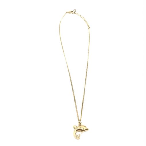 Christian Dior - Dolphin Motif Rhinestone Gold Plated Necklace - Image 2