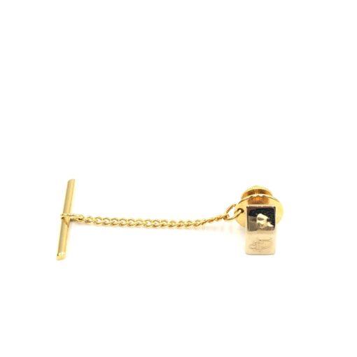 Christian Dior - Gold Tone Tie Tac With Chain - Image 2