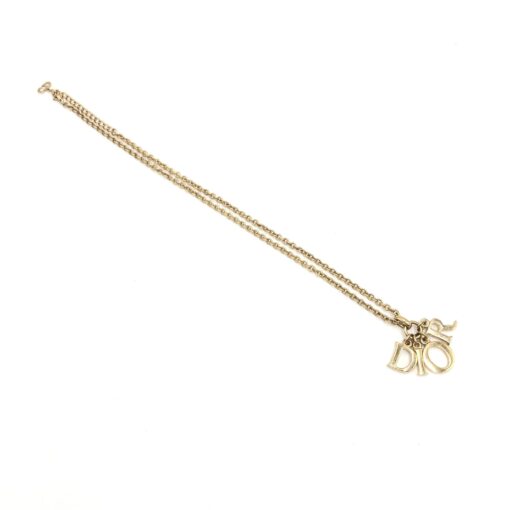 Christian Dior - Vintage Gold Plated Logo Charm Necklace - Image 2
