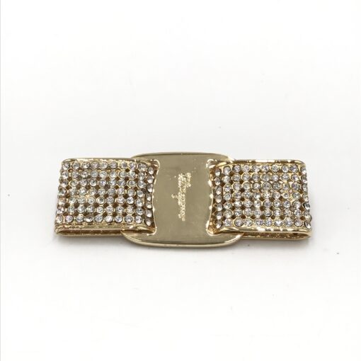 Salvatore Ferragamo - Gold tone brooch with rhinestones - Image 2
