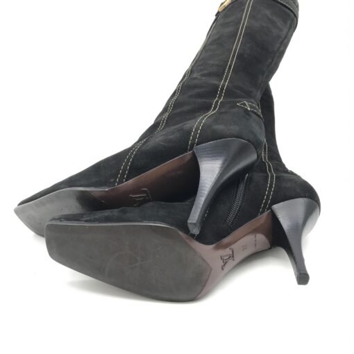 Louis Vuitton - Black Suede Leather High Heel Boots - Image 3