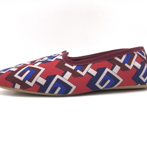 Gucci - Voyage Eco Satin Red Blue Geometric Slippers Shoes - Image 3