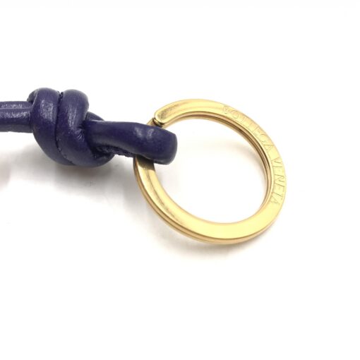Bottega Veneta - Navy Lambskin Keychain With Gold Accents - Image 3