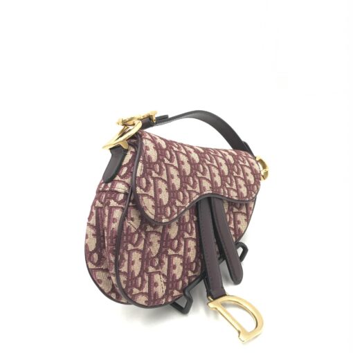 Christian Dior - Oblique Saddle Bag Burgundy Mini - Image 4