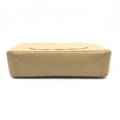 Chanel - Beige Lambskin W Flap Chain Shoulder Bag - Image 4