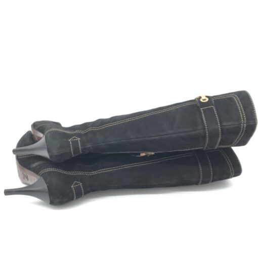Louis Vuitton - Black Suede Leather High Heel Boots - Image 4
