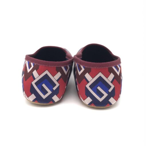 Gucci - Voyage Eco Satin Red Blue Geometric Slippers Shoes - Image 4