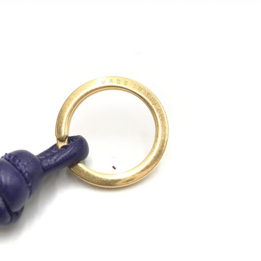 Bottega Veneta - Navy Lambskin Keychain With Gold Accents - Image 4