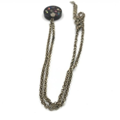 Chanel - Coco Mark Mademoiselle Camellia Flower Round Hologram Black Necklace - Image 4