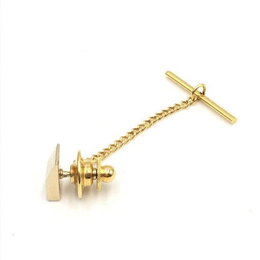 Christian Dior - Gold Tone Tie Tac With Chain - Image 4