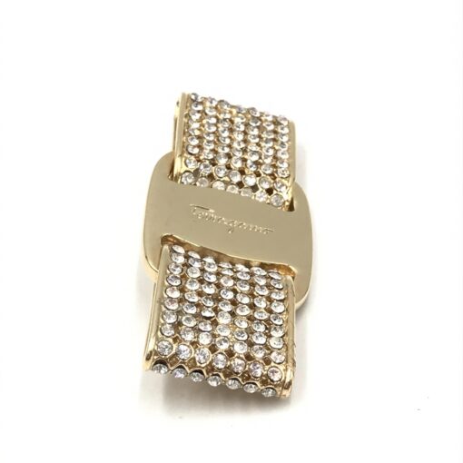 Salvatore Ferragamo - Gold tone brooch with rhinestones - Image 4