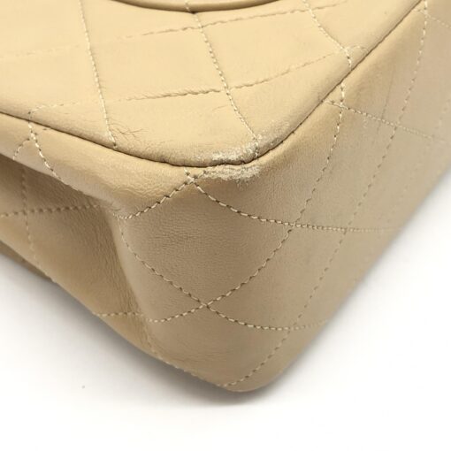 Chanel - Beige Lambskin W Flap Chain Shoulder Bag - Image 5