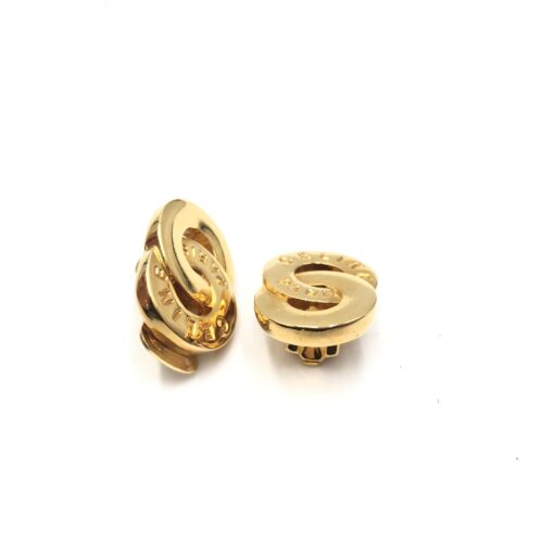 Celine - Gold tone double round motif earrings - Image 5