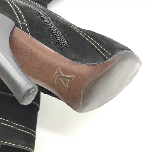 Louis Vuitton - Black Suede Leather High Heel Boots - Image 5