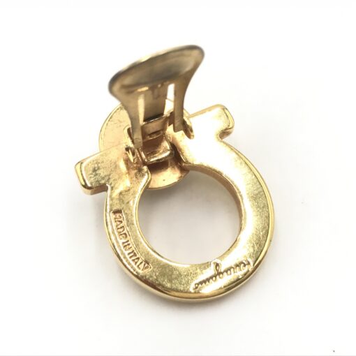 Salvatore Ferragamo - Gold plated Gancini faux pearl clip ons Earrings - Image 5