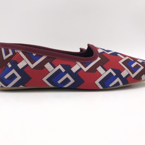 Gucci - Voyage Eco Satin Red Blue Geometric Slippers Shoes - Image 5