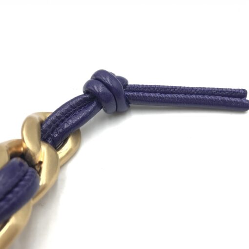 Bottega Veneta - Navy Lambskin Keychain With Gold Accents - Image 5