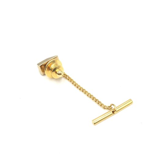 Christian Dior - Gold Tone Tie Tac With Chain - Image 5